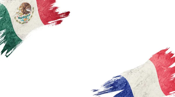 Bendera Meksiko dan Prancis di Latar Belakang Putih — Stok Foto